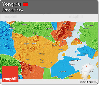Political 3D Map of Yongxiu