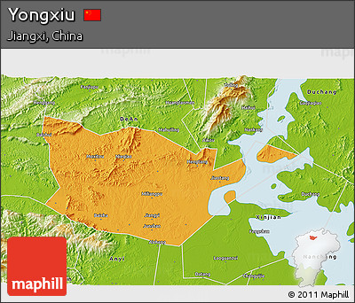 Political 3D Map of Yongxiu, physical outside