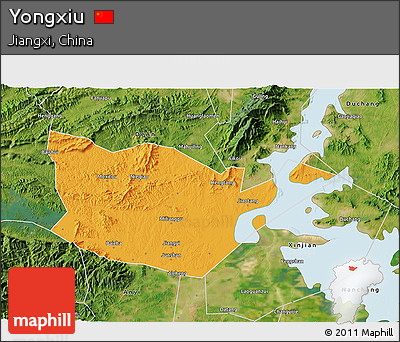 Political 3D Map of Yongxiu, satellite outside