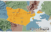 Political 3D Map of Yongxiu, semi-desaturated