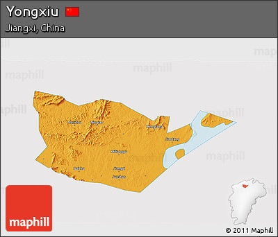 Political 3D Map of Yongxiu, single color outside