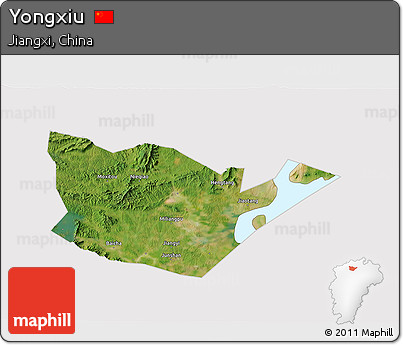 Satellite 3D Map of Yongxiu, cropped outside