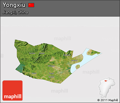 Satellite 3D Map of Yongxiu, cropped outside
