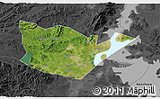 Satellite 3D Map of Yongxiu, darken, desaturated