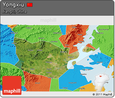 Satellite 3D Map of Yongxiu, political outside