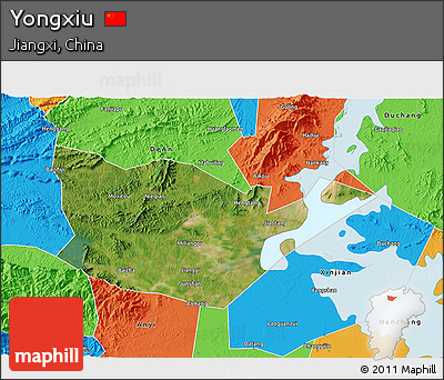 Satellite 3D Map of Yongxiu, political outside