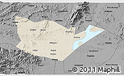 Shaded Relief 3D Map of Yongxiu, darken, desaturated