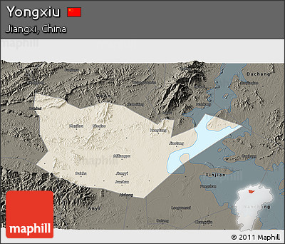 Shaded Relief 3D Map of Yongxiu, darken