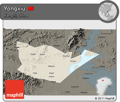 Shaded Relief 3D Map of Yongxiu, darken