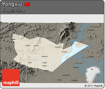 Shaded Relief 3D Map of Yongxiu, darken
