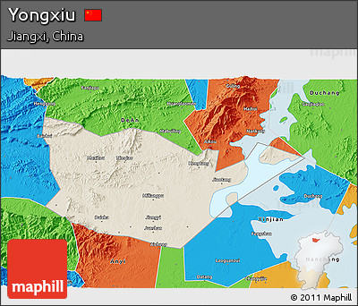 Shaded Relief 3D Map of Yongxiu, political outside