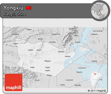 Silver Style 3D Map of Yongxiu