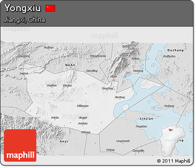 Silver Style 3D Map of Yongxiu
