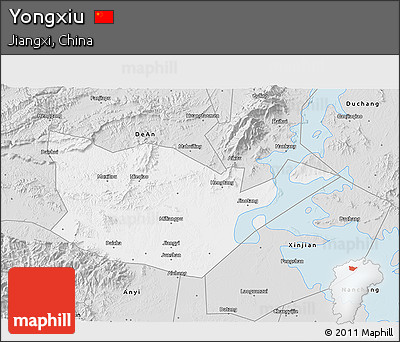 Silver Style 3D Map of Yongxiu
