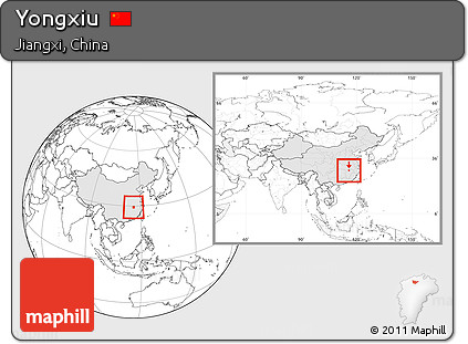 Blank Location Map of Yongxiu, highlighted country, within the entire country