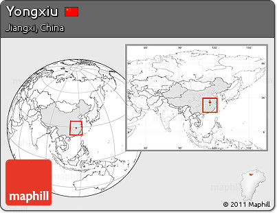 Blank Location Map of Yongxiu, highlighted country, within the entire country