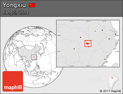 Blank Location Map of Yongxiu, highlighted country