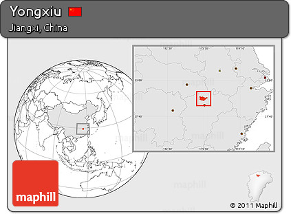 Blank Location Map of Yongxiu, highlighted country