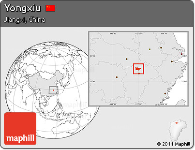 Blank Location Map of Yongxiu, highlighted country