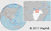 Gray Location Map of Yongxiu, highlighted parent region, hill shading