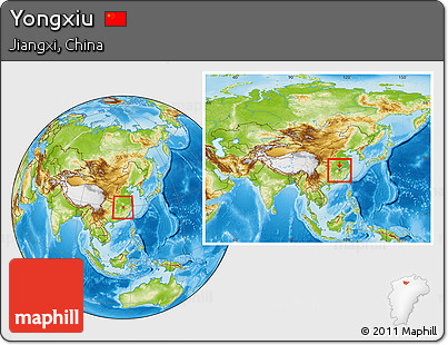 Physical Location Map of Yongxiu, within the entire country
