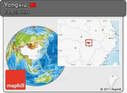 Physical Location Map of Yongxiu, highlighted country