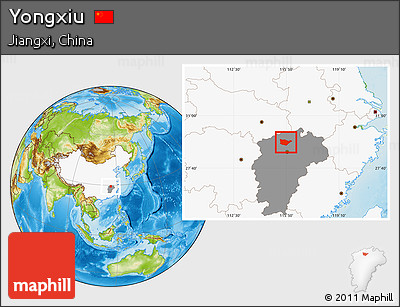 Physical Location Map of Yongxiu, highlighted country, highlighted parent region