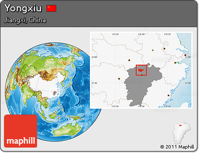 Physical Location Map of Yongxiu, highlighted country, highlighted parent region