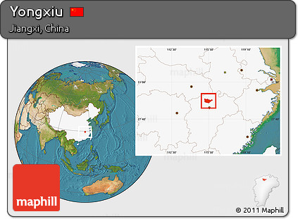 Satellite Location Map of Yongxiu, highlighted country