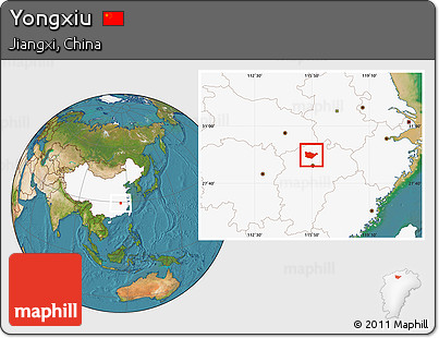 Satellite Location Map of Yongxiu, highlighted country