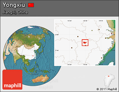 Satellite Location Map of Yongxiu, highlighted country