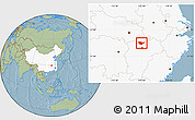Savanna Style Location Map of Yongxiu, highlighted country, hill shading