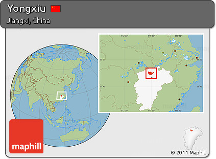 Savanna Style Location Map of Yongxiu, highlighted parent region