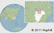 Savanna Style Location Map of Yongxiu, highlighted parent region, hill shading