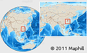 Shaded Relief Location Map of Yongxiu, within the entire country