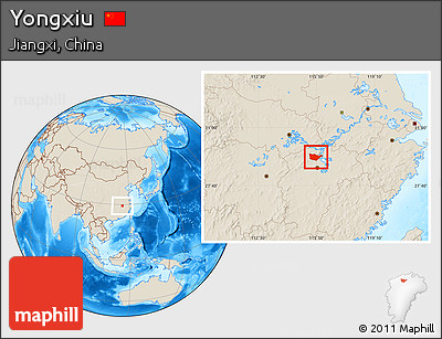 Shaded Relief Location Map of Yongxiu