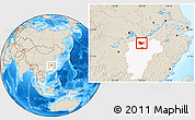 Shaded Relief Location Map of Yongxiu, highlighted parent region
