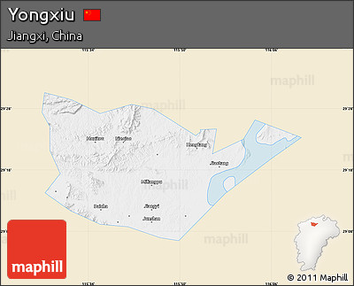 Classic Style Map of Yongxiu, single color outside