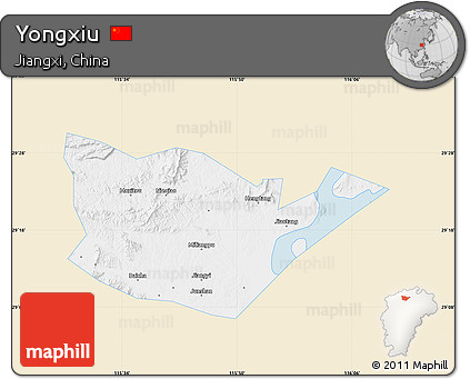 Classic Style Map of Yongxiu, single color outside