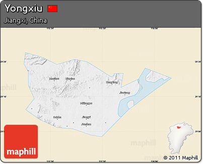Classic Style Map of Yongxiu, single color outside