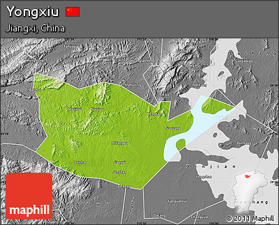 Physical Map of Yongxiu, desaturated