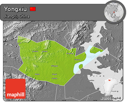 Physical Map of Yongxiu, desaturated