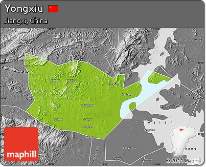 Physical Map of Yongxiu, desaturated
