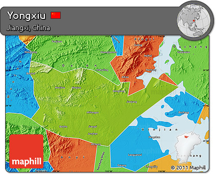 Physical Map of Yongxiu, political outside
