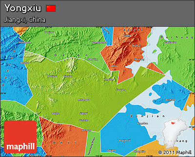 Physical Map of Yongxiu, political outside