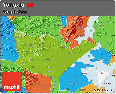 Physical Map of Yongxiu, political outside