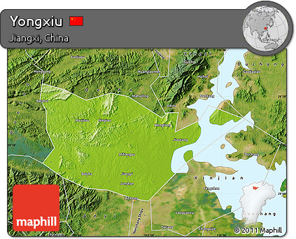 Physical Map of Yongxiu, satellite outside
