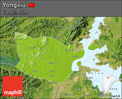 Physical Map of Yongxiu, satellite outside