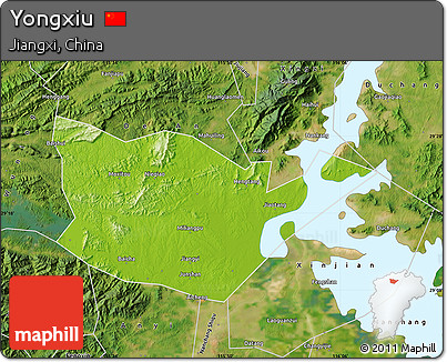 Physical Map of Yongxiu, satellite outside