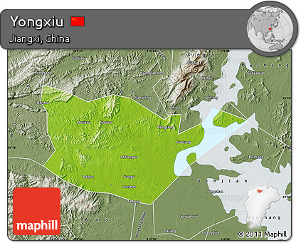 Physical Map of Yongxiu, semi-desaturated